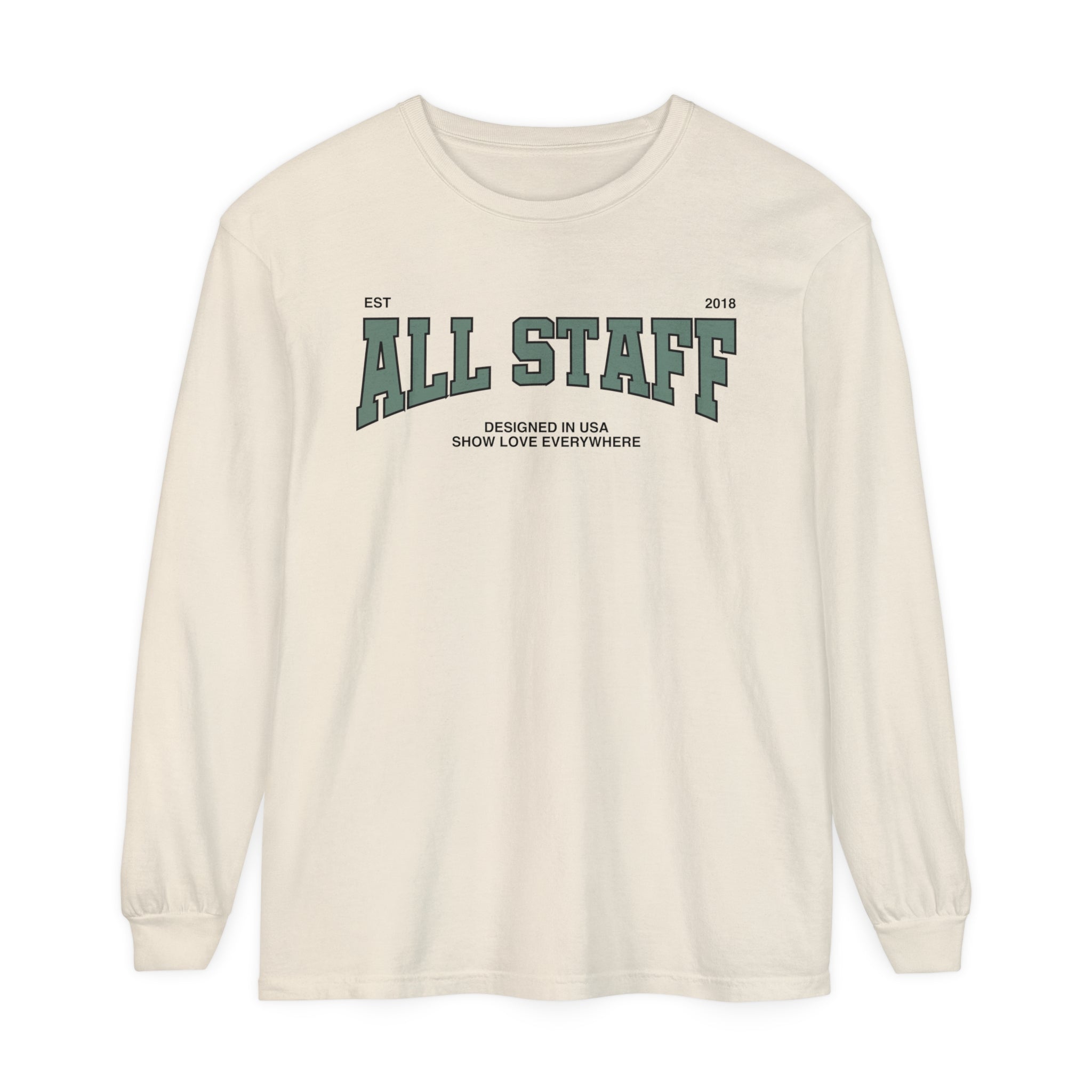All Staff Collegiate Long Sleeve in Ivory