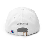 2 Korean Girls Big Kimchi Energy Dad Cap in White