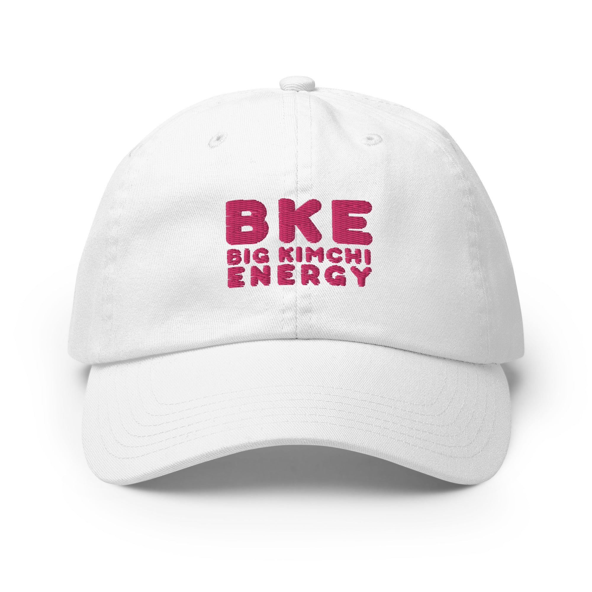 2 Korean Girls Big Kimchi Energy Dad Cap in White